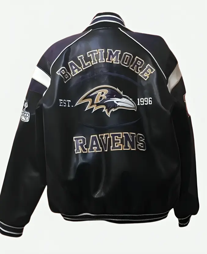 Bartolemo Baltimore Ravens NFL Bomber Leather Jacket Back