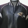 Bartolemo Baltimore Ravens NFL Bomber Leather Jacket Front Closer