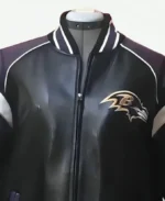 Bartolemo Baltimore Ravens NFL Bomber Leather Jacket Front Closer