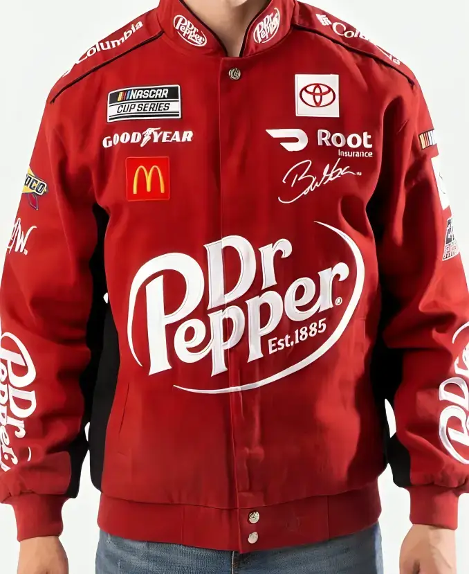 Dr Pepper Red Cotton Racing Jacket Front