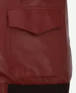 Drake Film Festival Maroon Leather Jacket Detailing