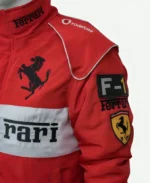 Lana Del Rey Red Ferrari Formula 1 Racing Bomber Jacket Detailing 2