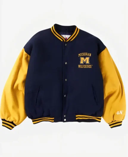 Michigan Wolverines Navy and Yellow Varsity Wool Jacket