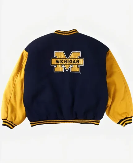 Michigan Wolverines Navy and Yellow Varsity Wool Jacket Back