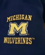 Michigan Wolverines Navy and Yellow Varsity Wool Jacket Front logo