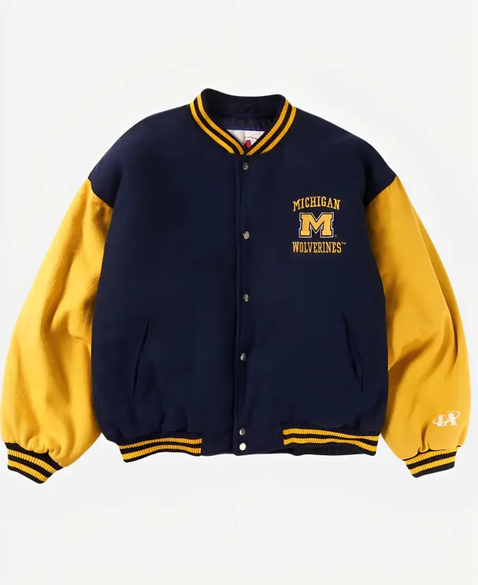 Michigan Wolverines Navy and Yellow Varsity Wool Jacket