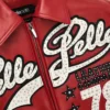 Pelle Pelle Encrusted Varsity Plush Red Leather Jacket