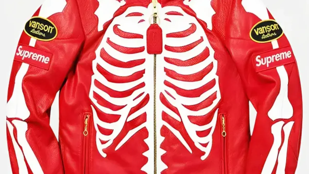 supreme vanson bones leather jacket M 赤 Men's Skeleton Red Supreme Vanson Leather Jacket - GLJ