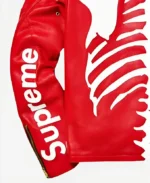 Skeleton Red Supreme Vanson Leather Jacket Back Sleeves closer