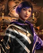 Tekken 8 Reina Mishima Purple and Black Hooded Bomber Jacket 2