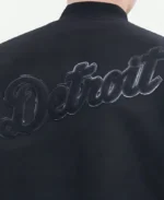 Detroit Tigers Black Varsity Jacket Back Closeup