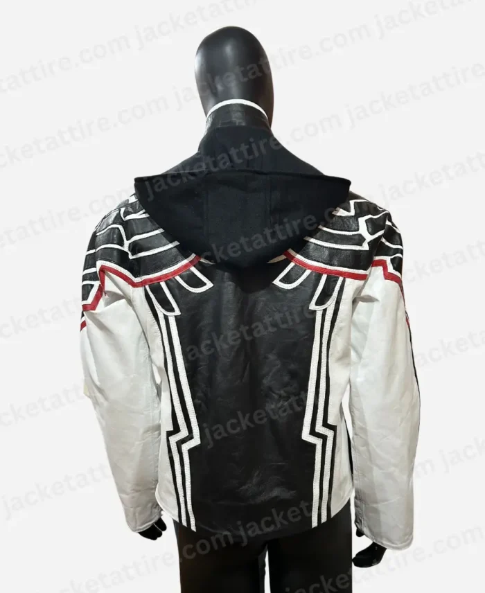 Game Tekken 8 Jin Kazama Black And White Leather Jacket With Hood