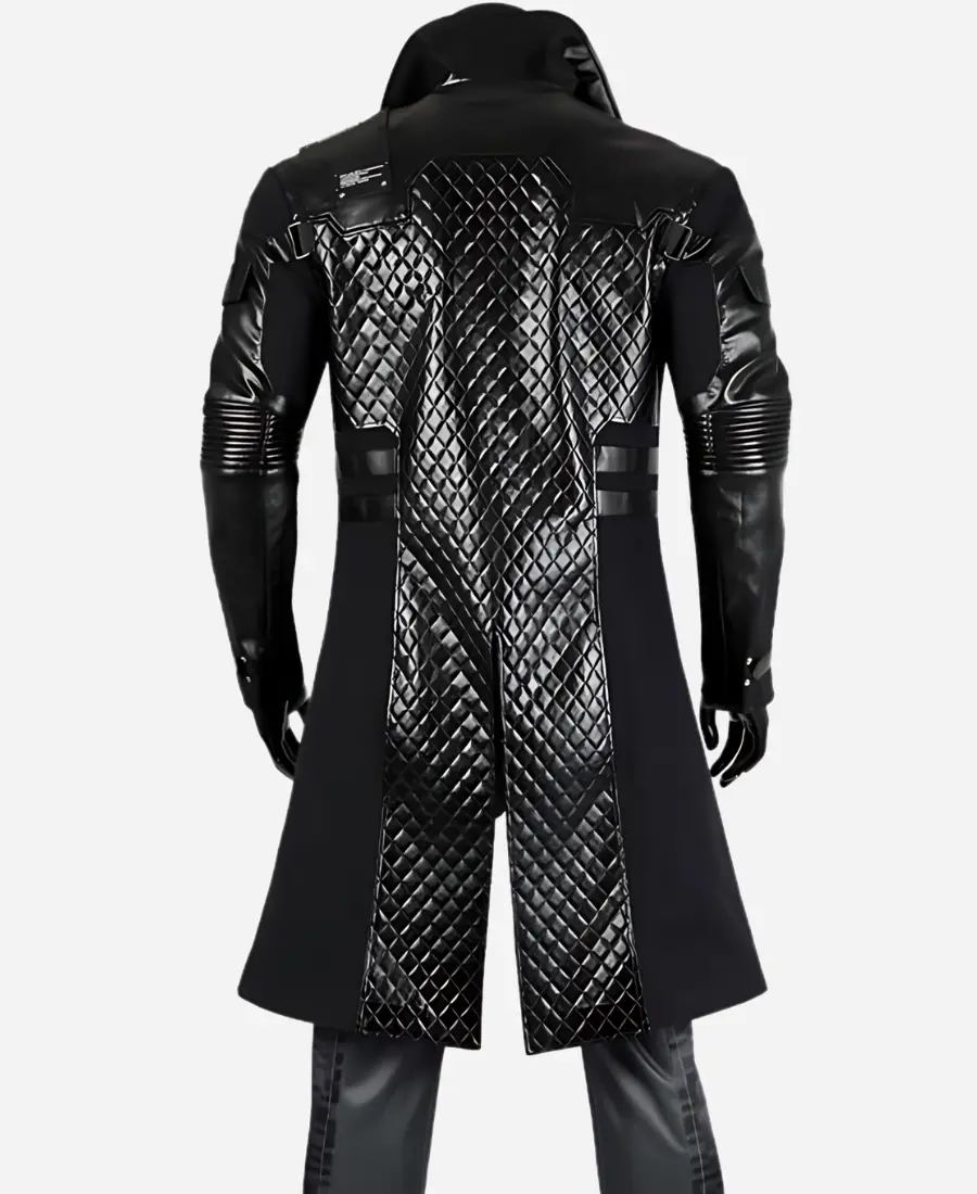 Solomon Reed Costume Black Red Leather Coat Back
