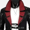 Solomon Reed Costume Black Red Leather Coat Front Detail
