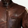 Tivoli Retro Brown Cruiser Removable Armour Jacket Front Closeup