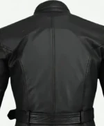 Trialmaster Black Leather Jacket Front Closeup