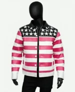 Lil Uzi Vert Pink Tape American Flag Leather Jacket