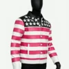 Lil Uzi Vert Pink Tape American Flag Leather Jacket Side