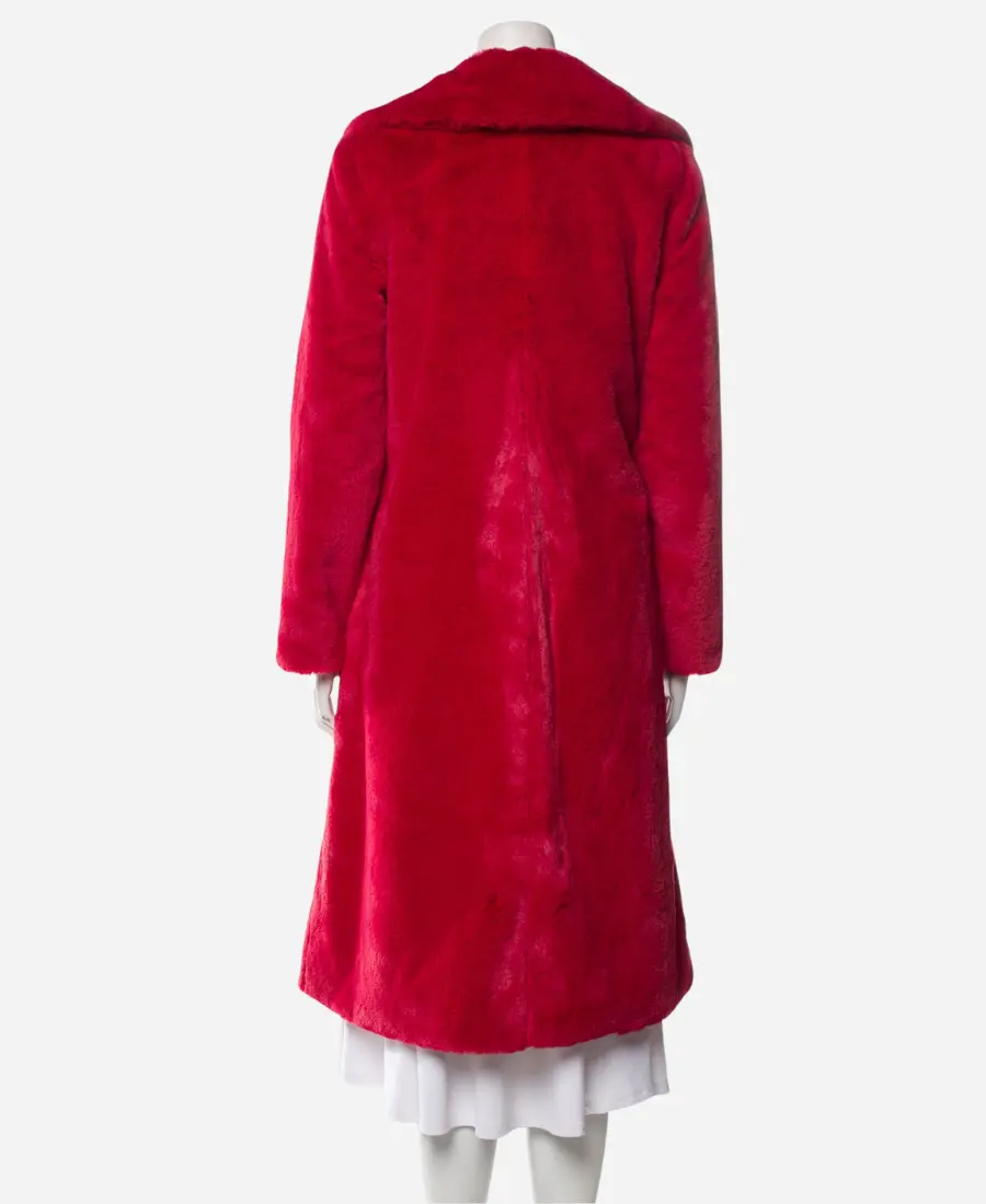 Ted Lasso Keeley Jones Red Fur Coat Back