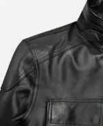 Bane Black Leather Jacket Shoulder