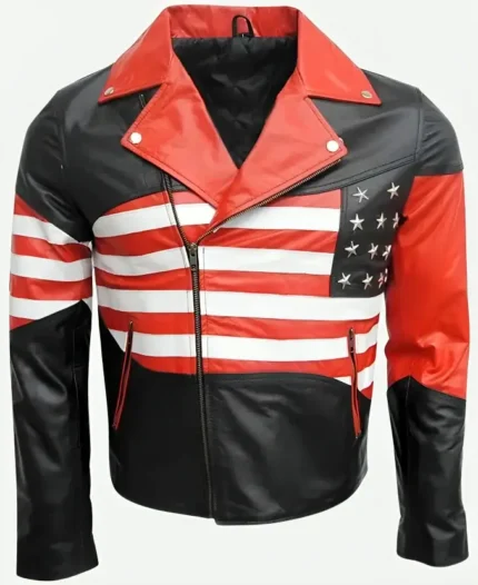 American Flag Biker Leather Jacket