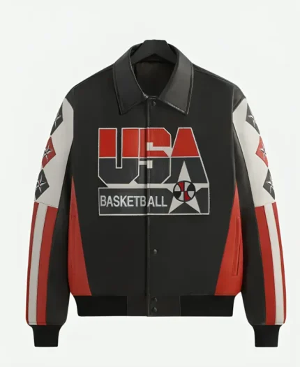 Kith For USA Olympics 2024 Basketball Leather Jacket