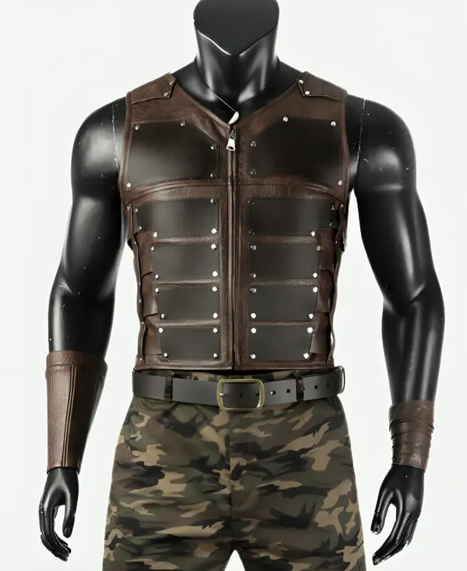 Aaron Taylor-Johnson Kraven the Hunter Brown Leather Vest