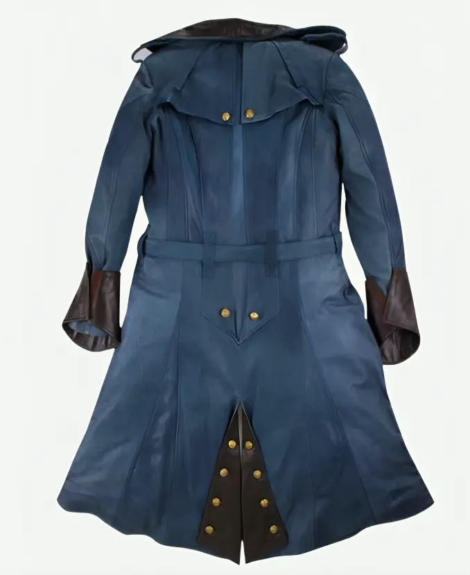 Arno Dorian Blue Leather Coat