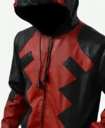 Deadpool Game Red Leather Hooded Jacket For Sale