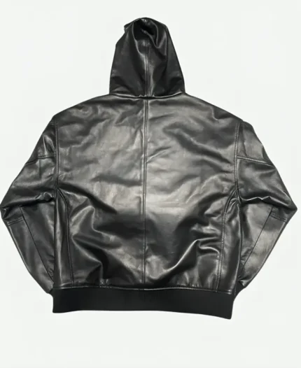 Drake OVO Black Leather Hoodie