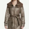 Duster Shearling Belted Leather Coat