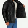 Ed Skrein Deadpool Ajax Black Leather Biker Jacket For Mens