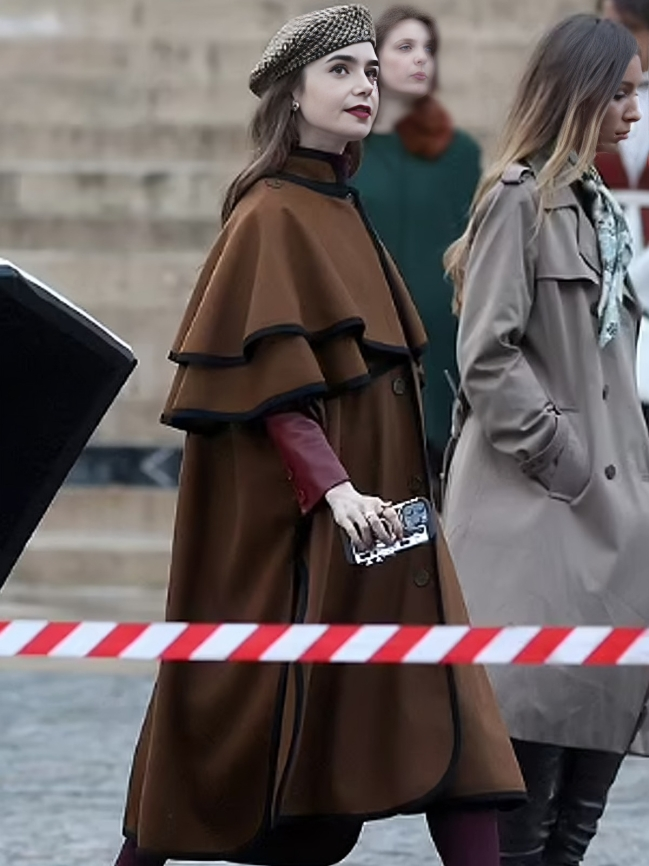 Emily In Paris S04 Brown Cape Coat