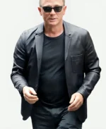 James Bond Daniel Craig Black Real Leather Blazer Coat For Sale