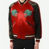 Kendall Roy Succession S04 Jeremy Strong Red Satin Bomber Jacket