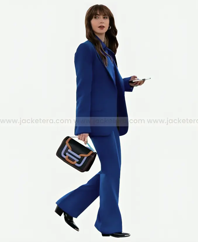 Lily Collins Emily in Paris S04 Blue Suit