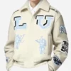 Louis Vuitton Cream Letterman Wool Varsity Jacket For Sale