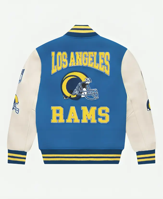 OVO x NFL Los Angeles Rams Blue And White Letterman Jacket