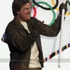 Paris Olympics 2024 Closing Ceremony Tom Cruise Stunt Leather Jacket