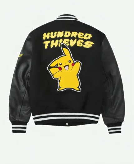 Pokemon Pikachu Golden Bear Black Letterman Jacket