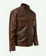 Boss Level 2021 Movie Roy Pulver Brown Leather Jacket