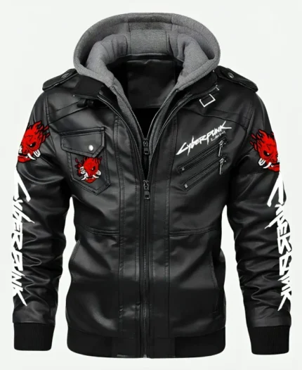 Samurai Cyberpunk 2077 Black Leather Jacket