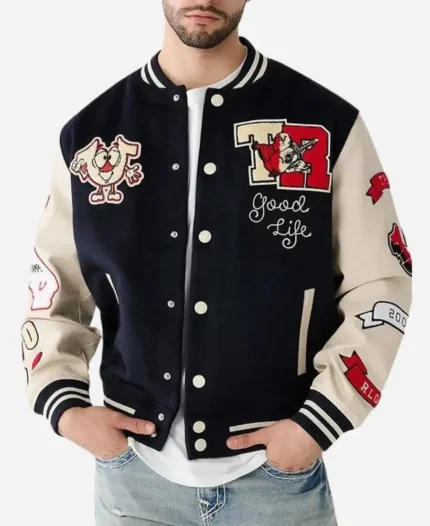 True Religion Black Varsity Jacket