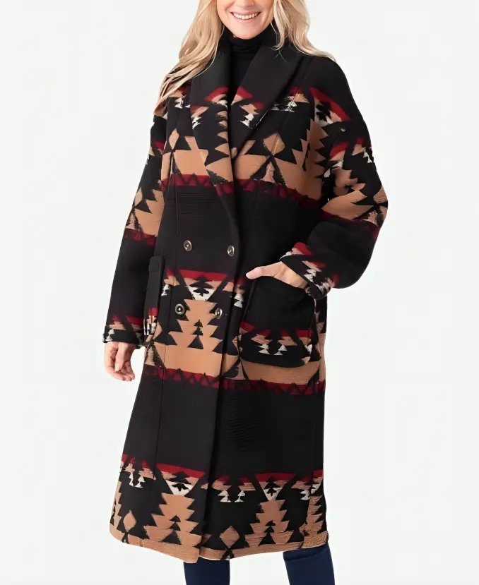 Yellowstone Beth Dutton Black Printed Coat