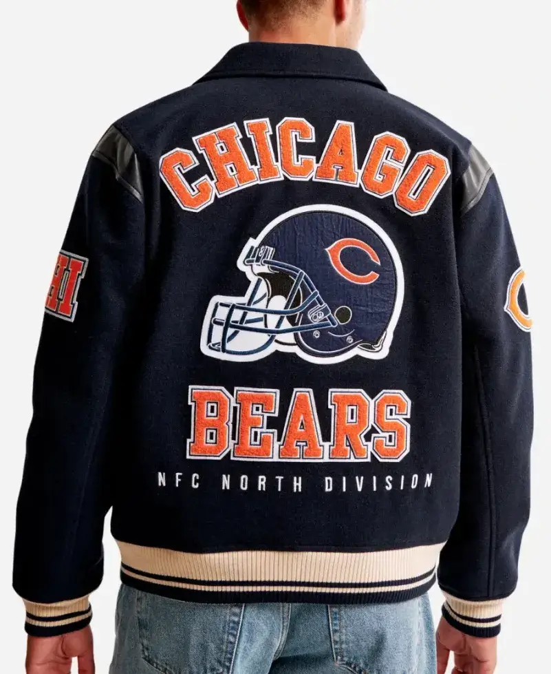 Abercrombie Detroit Lions Chicago Bears Varsity Bomber Jacket