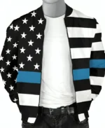 American Flag Blue Line Bomber Jacket