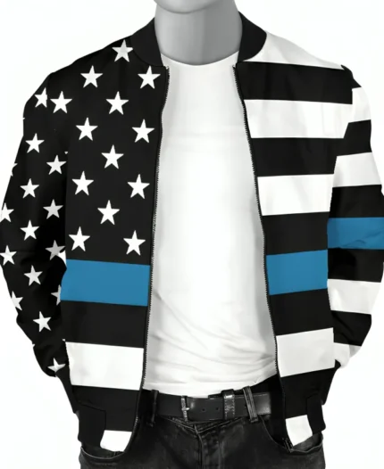 American Flag Blue Line Bomber Jacket