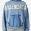 Balenciaga Tape Logo Sky Blue Hoodie Front