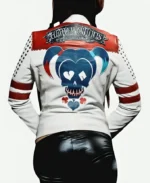 Daddy’s Lil Monster Red and White Harley Quinn Leather Jacket