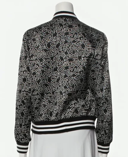 Emily Copper Black Printed Bomber Jacket Back